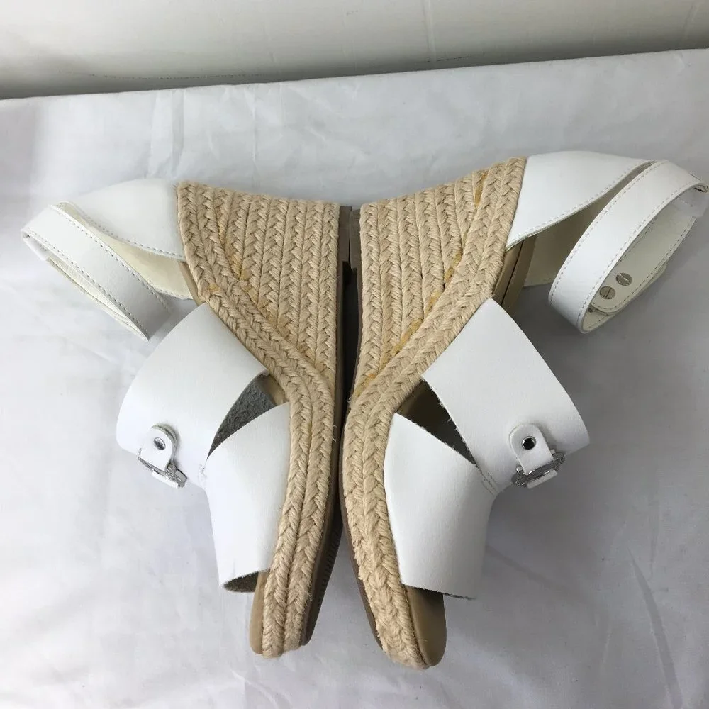 Nautica White Wedge Espadrille Open Toe Heel Sandal Size 8.5 GREAT Condition